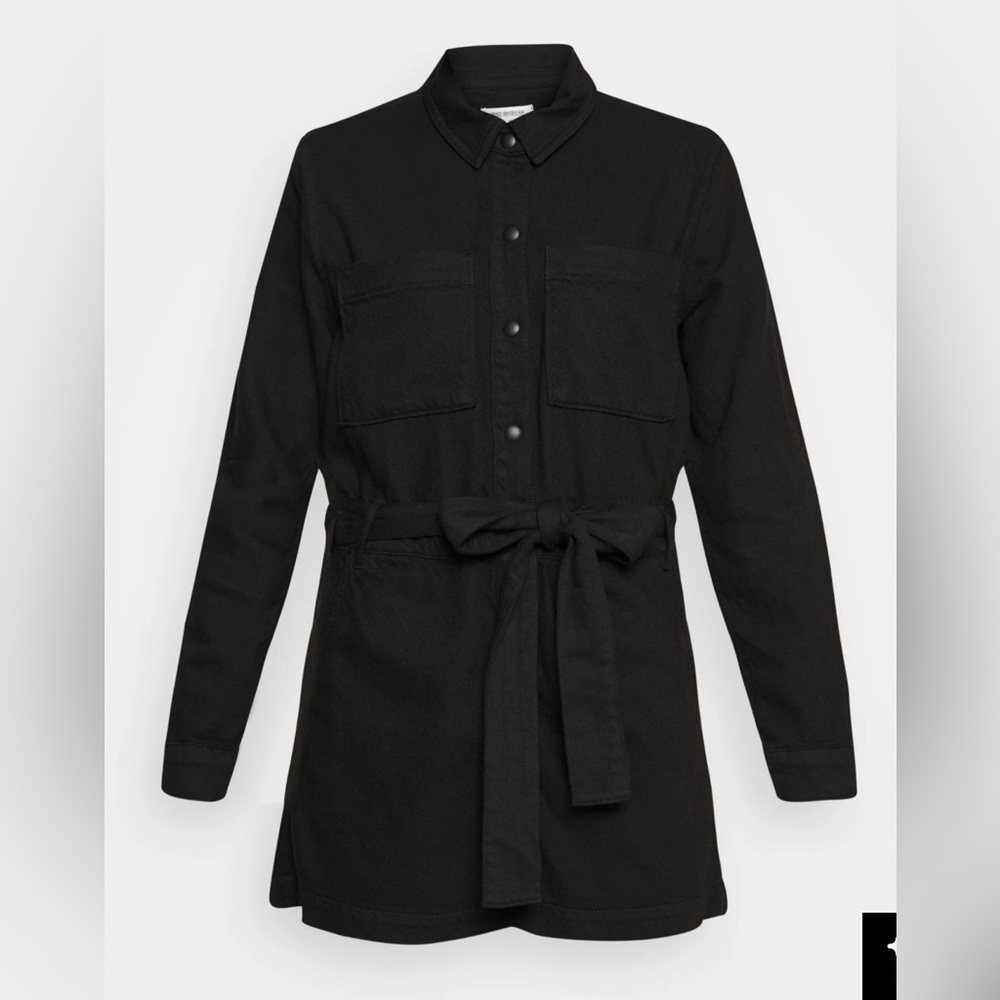 Good American Cotton Black Romper Long Sleeve,size 1 , Small